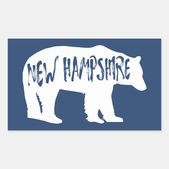 Pegatina Rectangular New Hampshire Bear (Anverso)