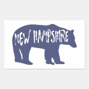 Pegatina Rectangular New Hampshire Bear