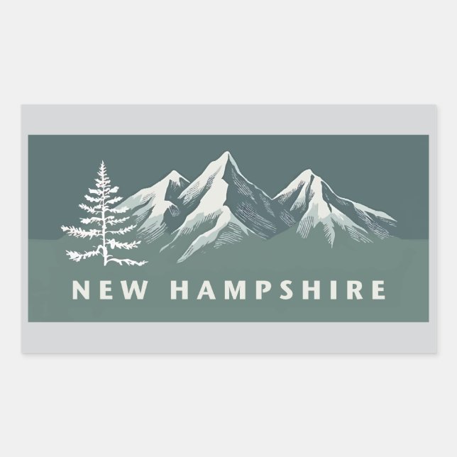 Pegatina Rectangular New Hampshire Estados Unidos de América (Anverso)