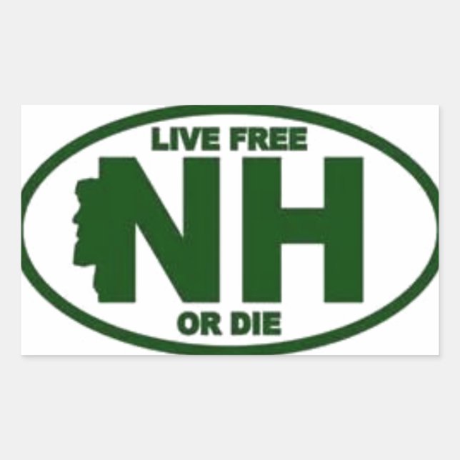 Pegatina Rectangular New Hampshire Live Fee o Die (Anverso)
