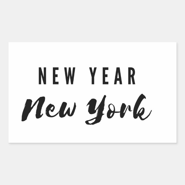 Pegatina Rectangular New Year New York (Anverso)