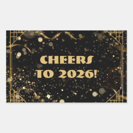 Pegatina Rectangular New Year’s Eve Favor Tag | Elegant Black & Gold