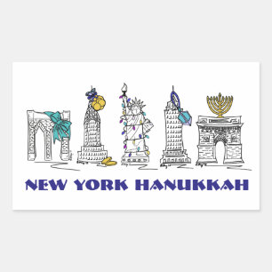 Pegatina Rectangular New York City NYC Feliz feriado de Hanukkah Chanuk