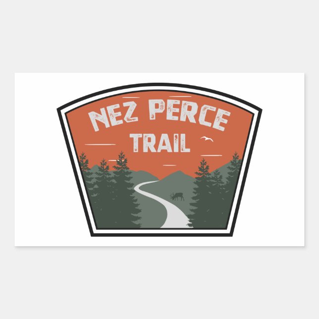Pegatina Rectangular Nez Perce Trail (Anverso)