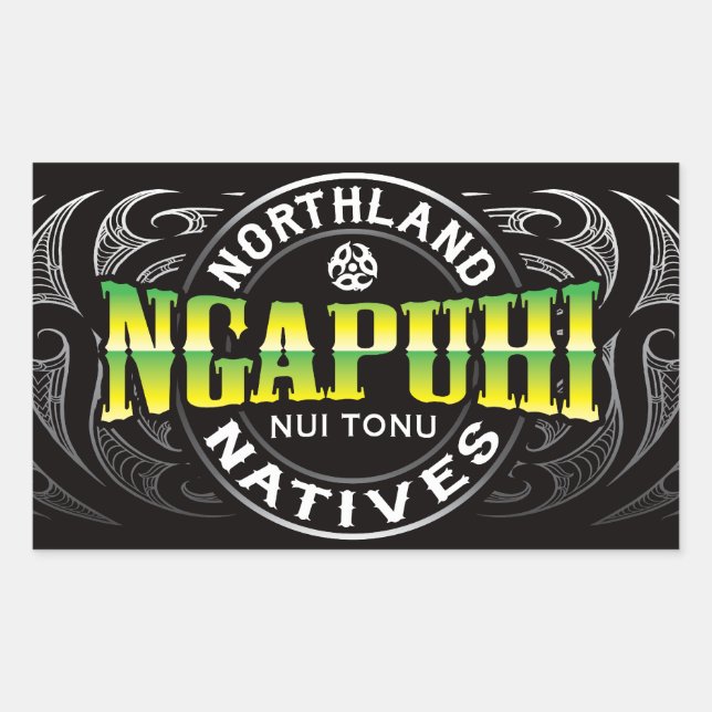 Pegatina Rectangular Ngapuhi Lifer Chrome (Anverso)