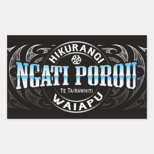 Pegatina Rectangular Ngati Porou Lifer Moko Chrome
