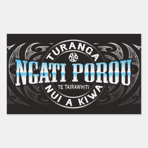 Pegatina Rectangular Ngati Porou Lifer Moko Chrome