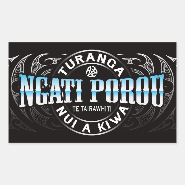 Pegatina Rectangular Ngati Porou Lifer Moko Chrome (Anverso)
