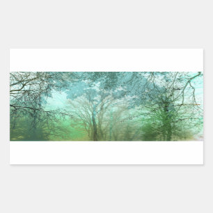 Pegatina Rectangular NIEBLA de HYDE PARK en VERDES ESMERALDA ELEGANTES