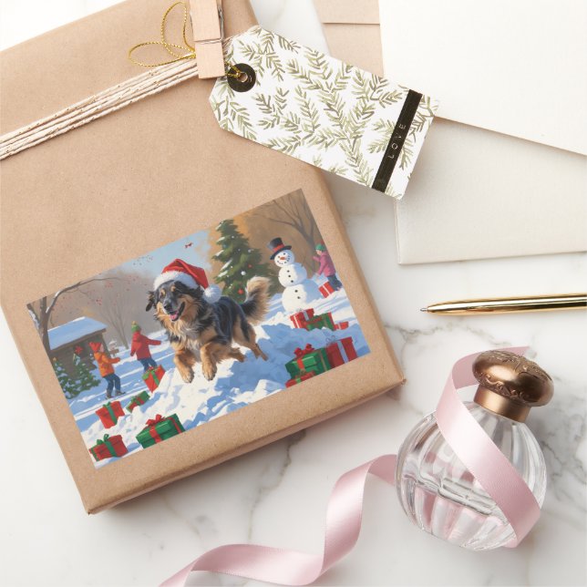 Pegatina Rectangular Nieve festiva de Navidades pastores de Anatolia (Regalar)