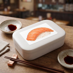 Pegatina Rectangular Nigiri de Salmón Japonés para Foodies
