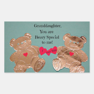 Pegatina Rectangular Niña, eres Beary Especial para mí!