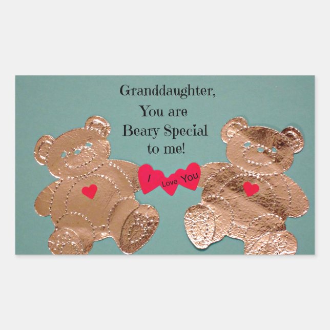 Pegatina Rectangular Niña, eres Beary Especial para mí! (Anverso)