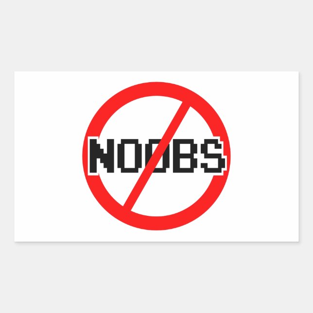 Pegatina Rectangular NINGÚN NOOBS - mono del friki/hacker/pc/code (Anverso)