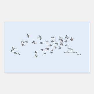 Pegatina Rectangular "Ninguna red me ensaña" + pájaros (negro sobre azu
