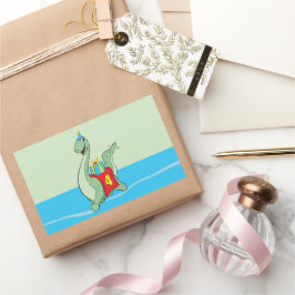 Pegatina Rectangular Niño, 4 años de dinosaurio