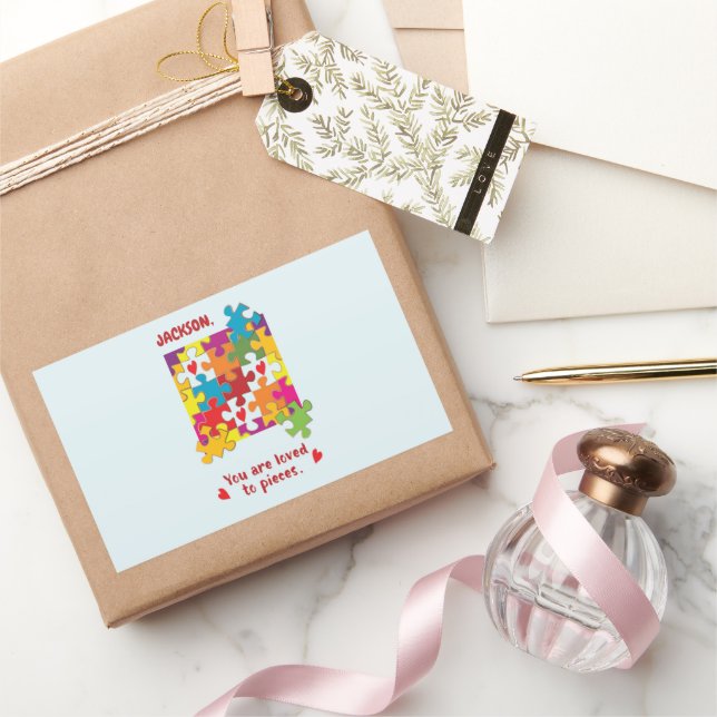 Pegatina Rectangular Niño de cumpleaños rompe el amor a las piezas (Regalar)