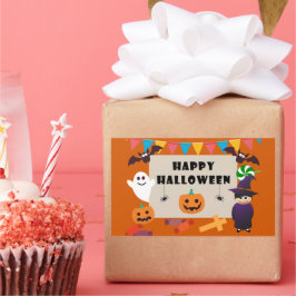 Pegatina Rectangular Niños coloridos disfrazan fiesta de Halloween
