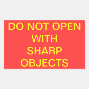Pegatina Rectangular No abrir con objetos nítidos