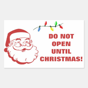 Pegatina Rectangular No abrir hasta que los Navidades reciban advertenc