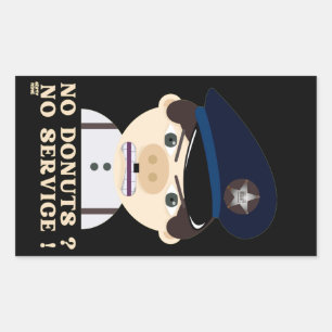 Pegatina Rectangular "NO DONUTS, NO SERVIR" gracioso oficial de policía