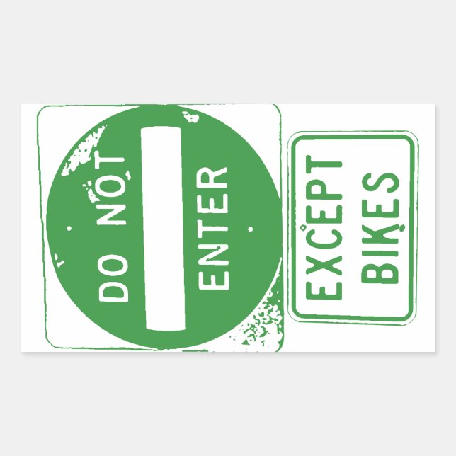 Pegatina Rectangular No entrar excepto bicicletas (Anverso)