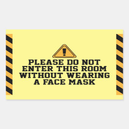 Pegatina Rectangular No entrar sin máscara