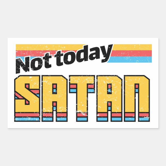 Pegatina Rectangular No hoy Satanás Retro (Anverso)
