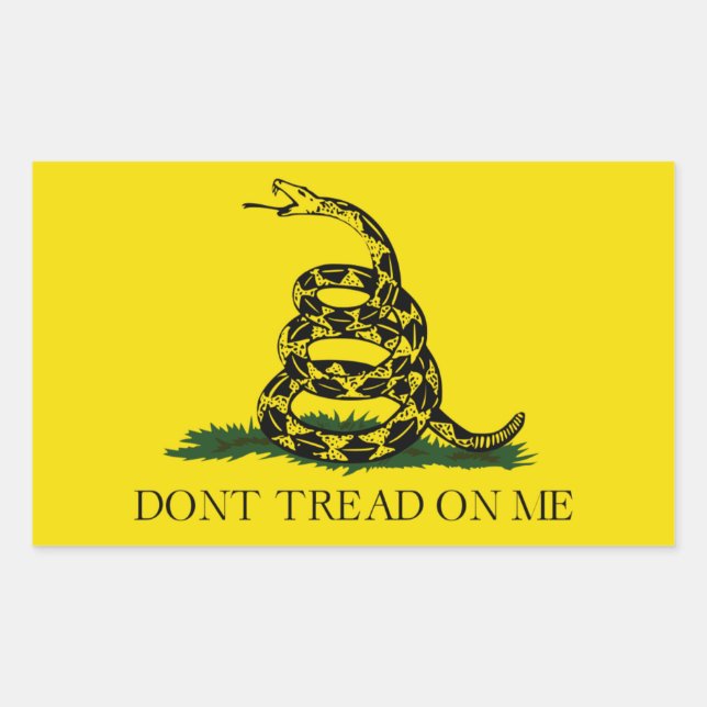 Pegatina Rectangular No me enseñes la bandera estadounidense de Gadsden (Anverso)