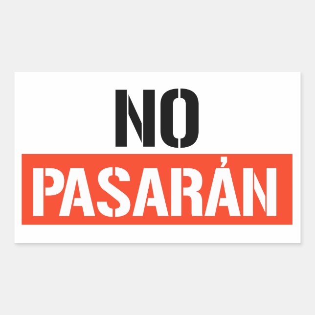 Pegatina Rectangular No pasarán (Anverso)