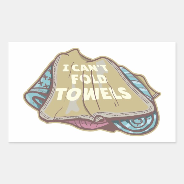 Pegatina Rectangular No puedo doblar toallas día de lavandería divertid (Anverso)