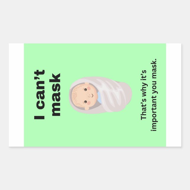 Pegatina Rectangular No puedo enmascarar un conjunto de grandes pegatin (Anverso)