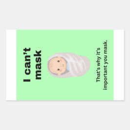 Pegatina Rectangular No puedo enmascarar un conjunto de grandes pegatin