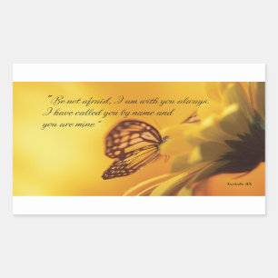 Pegatina Rectangular No sea mariposa religiosa asustada en margarita