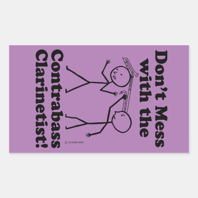 Pegatina Rectangular No te metas con el contrabass Clarinetis Rectangu (Anverso)