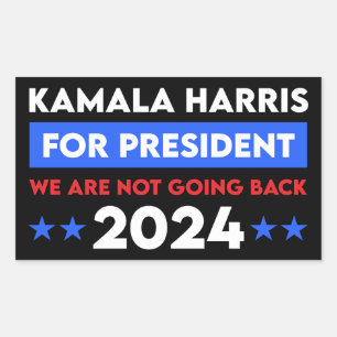 Pegatina Rectangular No Volvemos Atrás Kamala Harris Presidenta