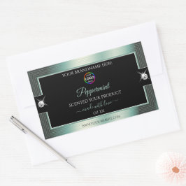 Pegatina Rectangular Noble piedad negra brillante Verde azulada con eti