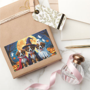 Pegatina Rectangular Noche belga de perros pastores Calabaza Halloween 