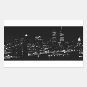 Pegatina Rectangular Noche Black & White New York City