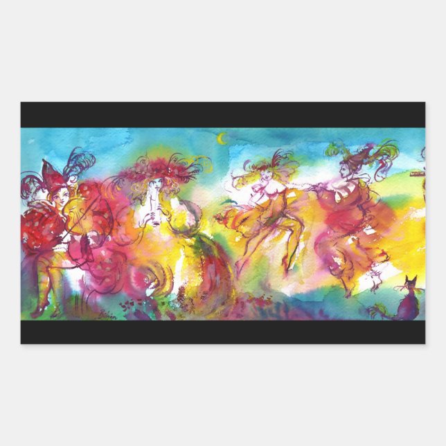 Pegatina Rectangular NOCHE DE CARNAVAL / Mascarada veneciana, música de (Anverso)