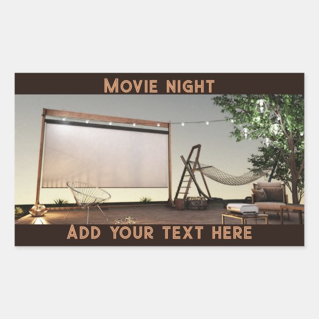 Pegatina Rectangular Noche de cine al aire libre acogedora (Anverso)