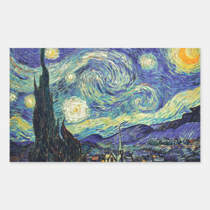 Pegatina Rectangular Noche estrellada de van Gogh