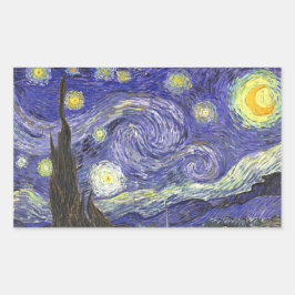 Pegatina Rectangular Noche estrellada de Vincent van Gogh