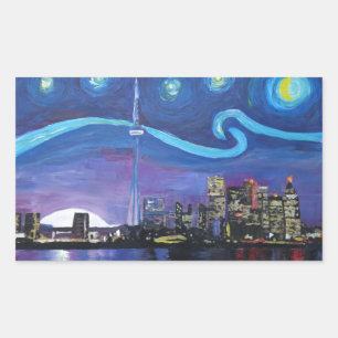 Pegatina Rectangular Noche estrellada en Toronto con inspiraciones Van