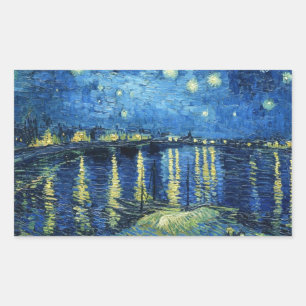 Pegatina Rectangular Noche estrellada sobre Rhone Vincent van Gogh