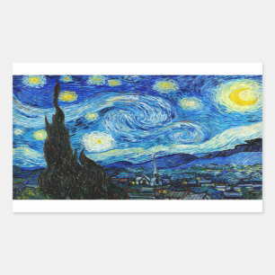 Pegatina Rectangular Noche estrellada - Van Gogh