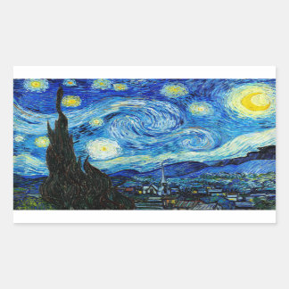 Pegatina Rectangular Noche estrellada - Van Gogh