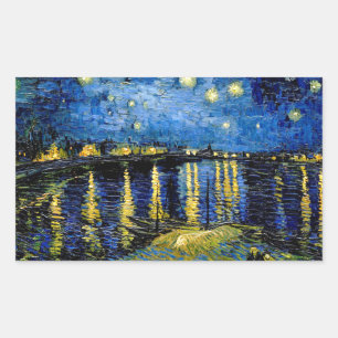 Pegatina Rectangular Noche estrellada Vincent Van Gogh sobre el Ródano