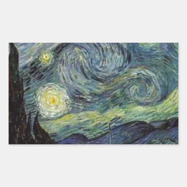Pegatina Rectangular Noche Starry - van Gogh (Anverso)