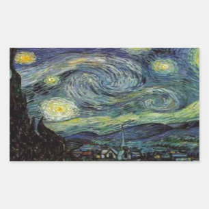 Pegatina Rectangular Noche Starry - van Gogh
